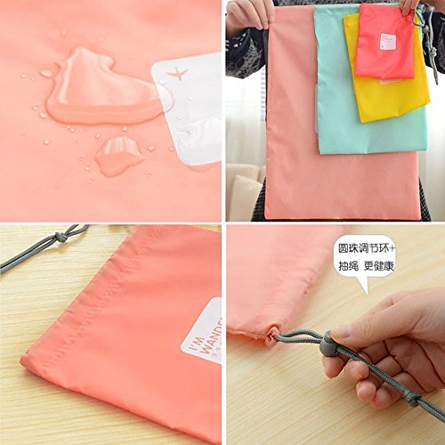 4 pieces Waterproof Travel Drawstring Bag Shoe Laundry Underwear Makeup Storage Pouch by Generic - 6
