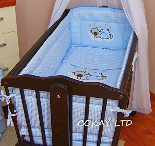 4 pcs bedding set /Duvet, Duvet Cover/Pillow to fit baby swinging crib/cradle BLUE