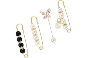 ANCUIOYZ 4 Pièces De Broches Pour Femmes, Épingles De Sûreté, Boutons De Perles, Broches De Perles, Manteaux De Châle, Accessoires De Vêtements Pour Femmes Et Filles