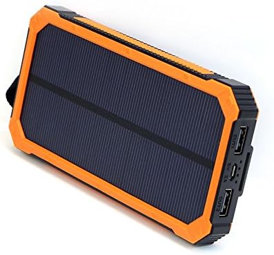 Virocana Solar charger 15000mAh Solar Power Bank with 6 LED Flashlight Dual USB Port Portable Battery Charger Rain-Resistant Solar Phone Charger Outdoor Backup Power Pack for Cell Phone(Orange)