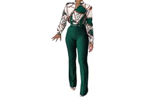 Osheoiso Femme Formel Elégante Bureau Dames Travail Pantsuits Chemisiers Manches Longues Top Blouse Pantalon Large De Jambe 2 Pièces Ensemble Tenue Printemps