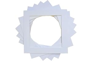 PAINTINGS FRAMES Pack of 5 White Instagram Square Bespoke Computer Cut Photo Mounts/Picture Mounts/Frame Mounts - Frame Size 10"x10" - Mount Size 8 x8 "