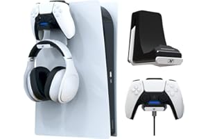 Q-VIEW PlayStation 5 Controller Hanger, Controller and Headphone Docking Station, Controller Charger for PS5 Controller (White)