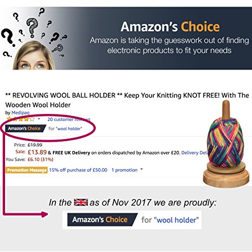 * * Drehbare Halterung für Wolle Ball * * IHRE Stricken Knoten gratis. mit der Wolle Halter Holz - 3
