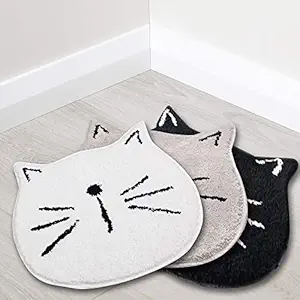 All New Modern Microfiber Water Absorbant Super Soft Door Mat for Living Room | Bath Room | Front Door | Office |Cat Combo(Set of 3)