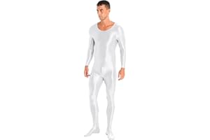 YiZYiF Body da Uomo Tuta Intera Lunga Leotard Bodysuit Unitard Catsuit da Uomo con Cerniera Inferiore Leggings Tuta da Ginnastica Jumpsuit Underwear Sportswear Allenamento
