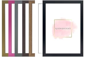 Alison Kingsgate Elegant Sleek Black A3 Frame Size (29.7 x 42cm) - Flat Classic Design Black A3 Picture Frame with Safe Perspex Front & Wall Hanging Hooks - British Handmade Décor Frames
