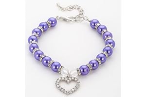 RayMinsino Pet Supplies Pearl Necklace Love Diamond Pendant Pet Collar Cat and Dog Jewelry