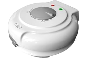 ADLER EUROPE ADLER AD3038 Maquina para Barquillos, Diámetro 18 cm Placas Antiadherentes, Regulador de Temperatura, Conos para Helado, Wafer Maker Blanco, 1500W