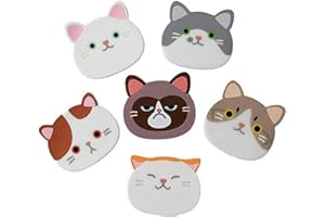Lezed Sottobicchiere in Silicone per Gatti Carino Sottobicchieri del Silicone del Gatto Antiscivolo Cat Cup Silicone Tazza Coaster Tappetino di Gomma, per Tazze da tè, Bicchieri di Vino Set di 6