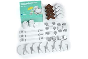 G-MOTIONS PARENZA - (30pcs) Kit di sicurezza per bambini con copertura presa rivoluzionaria protezioni elettriche, angoli del tavolo, serrature multifunzione, sicurezza armadio bambini, blocchi porta