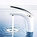 Produktbild Auralum Weiß Chrom Wasserhahn Bad Waschtischarmatur Einhebelmischer Waschbecken Badarmatur Mischbatterie Waschbeckenarmatur für Bad