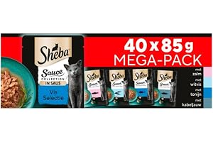 Sheba Sås kollektion påsar friskhet våtfoder fiskval för vuxna katter 4 sorter 40 x 85 g