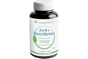 ‎ENERGYBALANCE EnergyBalance Jod + NutriSelen - Schilddrüsenkomplex Kapseln - Gerstengras Schilddrüse-Thyroid - Schilddrüsenunterstützung - Vegan, Glutenfrei, ohne Zusätze - 120 VegeCaps à 155 mg