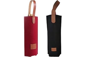 GXGM 2 bolsas de fieltro para vino con asa,bolsa para botella de vino ideales para regalar, bodas, bautizos y cumpleaños