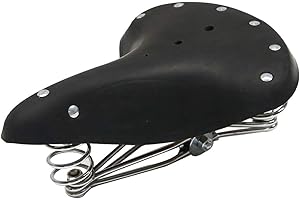 TentHome Vélo Selle Vintage en Cuir Véritable à Ressort Hélicoïdal Rivets Confortable pour Hommes Femmes