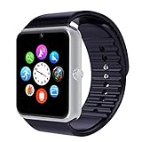 AWOW Smart Watch Bluetooth Herzfrequenz Handy Armbanduhr Handy mit Touchscreen (Schwarz Silber)