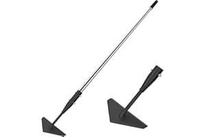 BARAYSTUS Triangle Garden Hoe, Carbon Steel Weed Remover Edger Lawn Tool with 57.5 inch Stainless Steel Long Handle, Weed Puller Long Handle Hoe for Digging Weeding Hoeing Loosing Soil