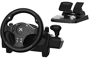 NBCP R270 Gaming Lenkrad mit Pedalen, 270° Lenkrad mit Vibrationseffekt, Kompatibel mit PC, PS3, PS4, Xbox One, Xbox Series X/S & Nintendo Switch – Perfekt für Rennspiele