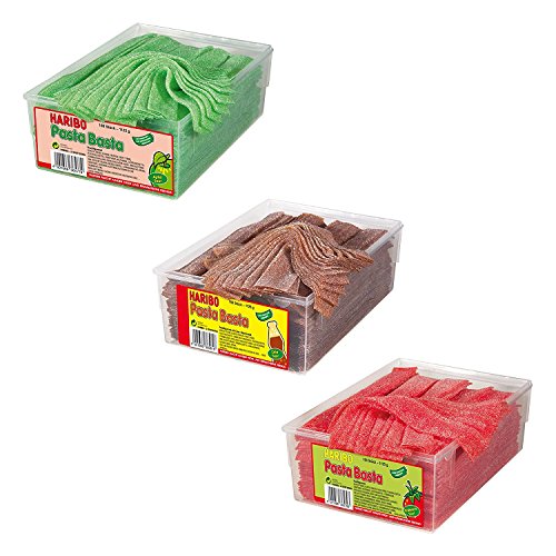12 Dosen Haribo Pasta Basta Sour Set, 3 Sorten, Gummibärchen, Weingummi, Fruchtgummi, 12 x 1125g 12 Dosen Haribo Pasta Basta Sour Set, 3 Sorten, Gummibärchen, Weingummi, Fruchtgummi, 12 x 1125g