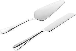 NQEUEPN 2 Pezzi Set di Coltelli Torta, Acciaio Inossidabile Set Taglio Torta Set TagliaTorta Per Matrimonio Compleanno Festa (Argento)