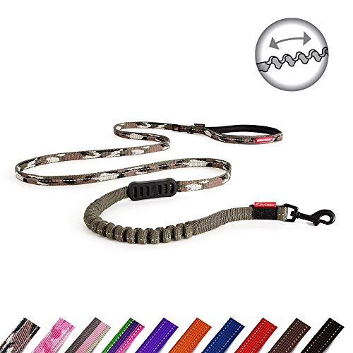 EzyDog Zero Shock Lite Hundeleine für Kleine Hunde - 120cm 180cm - Reflektierende für Maximale Sicherheit - Elastische Leine mit Bungee Ruckdämpfer (180cm, Camo)