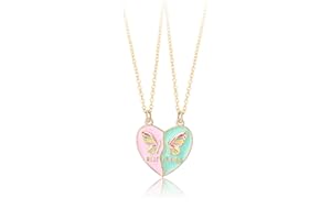 PWSAP 2PCS BFF Butterflies Friendship Magnetic Half Heart Pendant Necklaces for Girls Women, Matching Friendship Valentine Jewelry Gifts for Kids Mother Friends Sisters