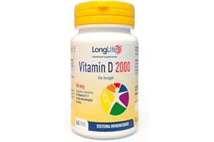 LongLife® Vitamin D 2000 | Vitamina D3 naturale in olio EVO | Alto dosaggio | Difese immunitarie, salute di ossa e denti | Metabolismo del calcio | 2 mesi di trattamento | Senza glutine