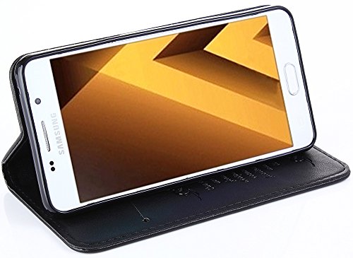 Nnopbeclik Hülle Leder Für Samsung Galaxy A3 2017 Flip Etui Echt, PU Leather [Schaffell Muster] Case Handytasche Fashionable Beiläufig Style Schale Brieftasche Muster Wallet handyhülle im Bookstyle mit Standfunktion Karteneinschub und Magnetverschluß [Selbstabsorption] Bumper Pour Samsung Galaxy A3 2017 [Schwarz] - 8