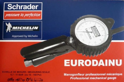 Pistola Per Pressione Pneumatici SCHRADER Professionale - Manometro Da 80mm, Tubo 1.5mt, Range 0.7-11 Bar - Approvata Michelin - Foto 4