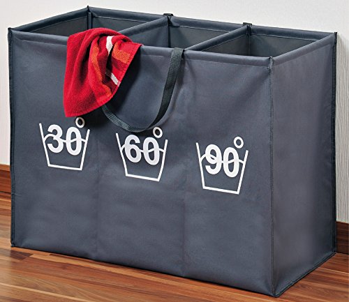 Wäschesortierer Wäschekorb Wäschesammler Wäschebox Trio 150 Liter (3 x 50 Liter) 3 Fächer zum Vorsortieren Sortieren der Wäsche nach Wasch-Temperatur oder Farbe - 2