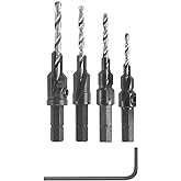 BOSCH SP515 4 Piece Hex Shaft Countersunk Drill Bit Set #6, 8, 10 and #12