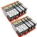 Produktbild ouguan® 10 x (4noir/2Cyan/2Magenta/2jaune) kompatibel Druckerpatrone Dell 31 32 33 34 Ersatz für Dell V525 W V725 W Gutschein