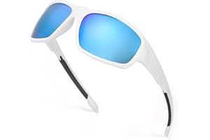 TJUTR Lunettes de Soleil Polarisées de Sport pour Hommes Lentille Miroir Protection UVA UVB pour la conduite de pêche à la