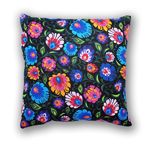 Decorative Pillowcase 80 cm x 80 cm Folk Black A2