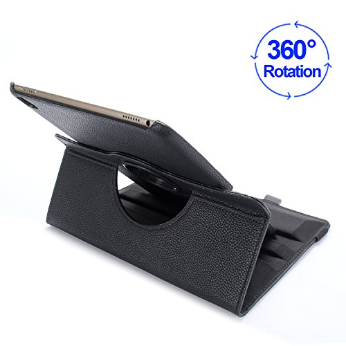 iPad Air 2 Hülle, RC iPad Air 2 / iPad 6 360 drehende Smart Hülle PU Leder Abdeckung Gehäusedeckel für Apple iPad Air 2 Sleep / Wake (Schwarz) - 8