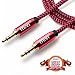 6ft long Nylon Braided Original Mivi Tough Aux Audio Cable with 3.5mm Male to Male Gold plated connectors for Headphones, Mobile phones, Home, Car stereos and more (Red) RS.399.00