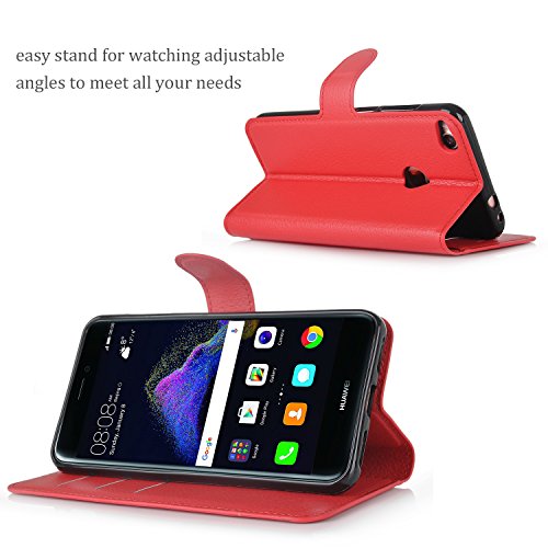 Huawei P8 Lite 2017 Hülle, IVSO Hohe Qualität Advanced Shock Absorption Technology Case Folio Tasche Cover für Huawei P8 Lite 2017 Smartphone (Für Huawei P8 Lite 2017, Rot) - 3
