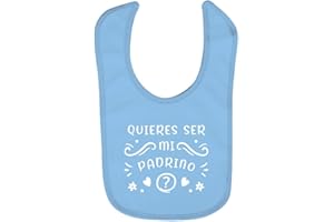 ClickInk Babero bebé Quieres ser mi padrino? Regalos para bebés. Regalo tío. Regalo amigo. Regalo padrino. Regalo hermano. Primera puesta, recién nacido. Babero bebé algodón.