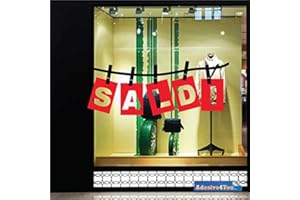 Scritte Prespaziate:"SALDI". Adesivi Vetrofania Sconti Invernali, Adesivo Removibile per Vetrine Negozi, Sticker Percentuale Sconto variabile (120x65 Cm.) Adesivo4You