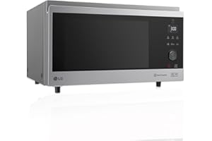 LG MJ3965ACS Forno Microonde Smart Inverter Combinato e Ventilato con Cottura a Vapore, 39 Litri, 1100 W, Programmi Automatici, 5 Livelli di Potenza, Piatto Microonde Crispy Incluso - Inox