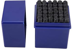 Dioche Juego de sellos de letras y números de acero al carbono, 36 unidades, 6 mm, A-Z y 0 – 9 letras, números y letras, juego de punzón para metal, madera, piel
