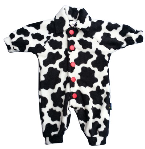 RP1105 CozyBear Cow Print Fleece Romper Suit - age 12 to 18 months