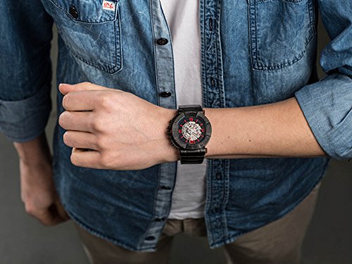 DETOMASO Men's Machineer Automatic Watch with Black Dial Analogue Display and Black Stainless Steel Bracelet DT-ML102-A