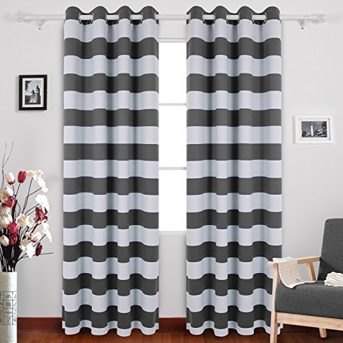 Deconovo Gardinen Blickdicht Ösen Gardinen Schlafzimmer Vorhang Blickdciht 175×140 cm Dunkelgrau 2er set - 2
