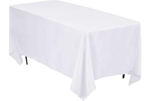 Westlane Linens (54x70 inches White Table Cloth 100% Egyptian Cotton Hotel Quality, Washable, Ideal for Dinning Tables, Christmas Parties, Holiday Dinner, Wedding