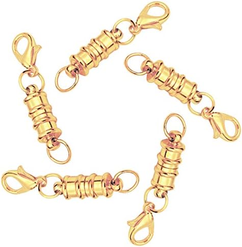 Sauvoo Beads 10 Set Gold/Silver Plated Magnetic Clasp Connectors With Lobster Clasp for DIY Bracelets Necklace Jewelry Making Findings (Gold Plated)