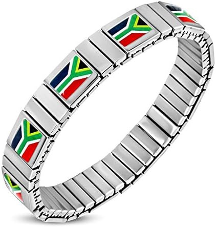 Stainless Steel Flag Of South Africa Stretch Bracelet 10mm