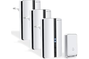 Bell4U Timbre Inalámbrico 3 Receptor IP65 Impermeable 100m Timbre Inalámbrico Exterior, 4 Niveles de Volumen (0-110dB) y 51 Melodías para Hogar. No Necesita Batería