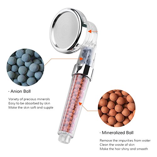 MiSion 3 Way 30% Duschkopf Wasserspar Handbrausen 200% Hoher Druck Ionenfilter Chlor Filtration Duschen - 4